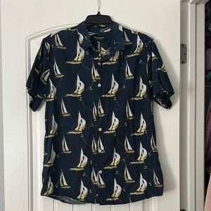 PacSun Men's Navy Sailboat Print Shirt